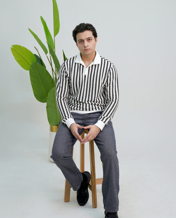 Pair Pent Blackish Blue Shirt Black & Off-White Stripes