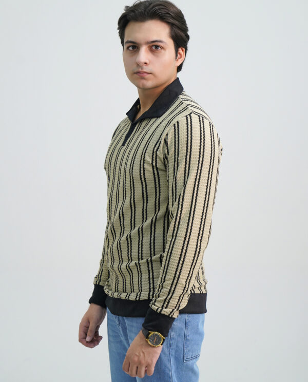 Shirt Beige & Black Stripes