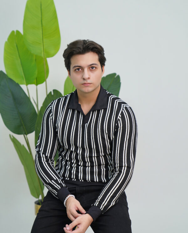 Shirt Black with White Stripes